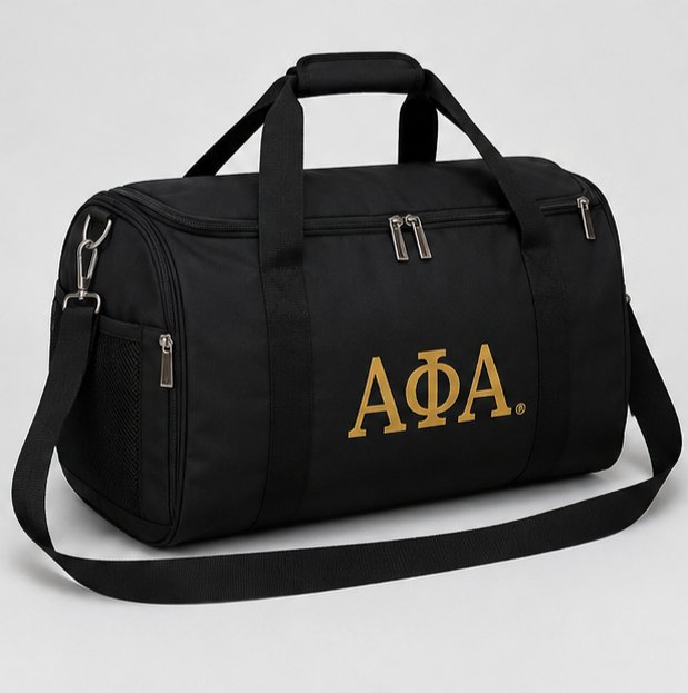 Custom Greek Letter Duffel Bag – Premium Black Travel & Gym Bag - Image 3