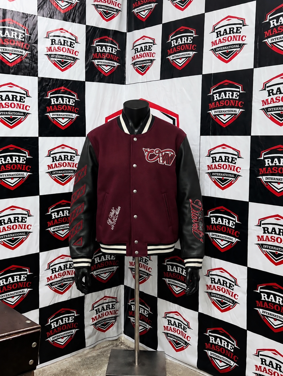 Maroon & Black Varsity Letterman Jacket – "GW" Embroidered Custom Baseball Jacket