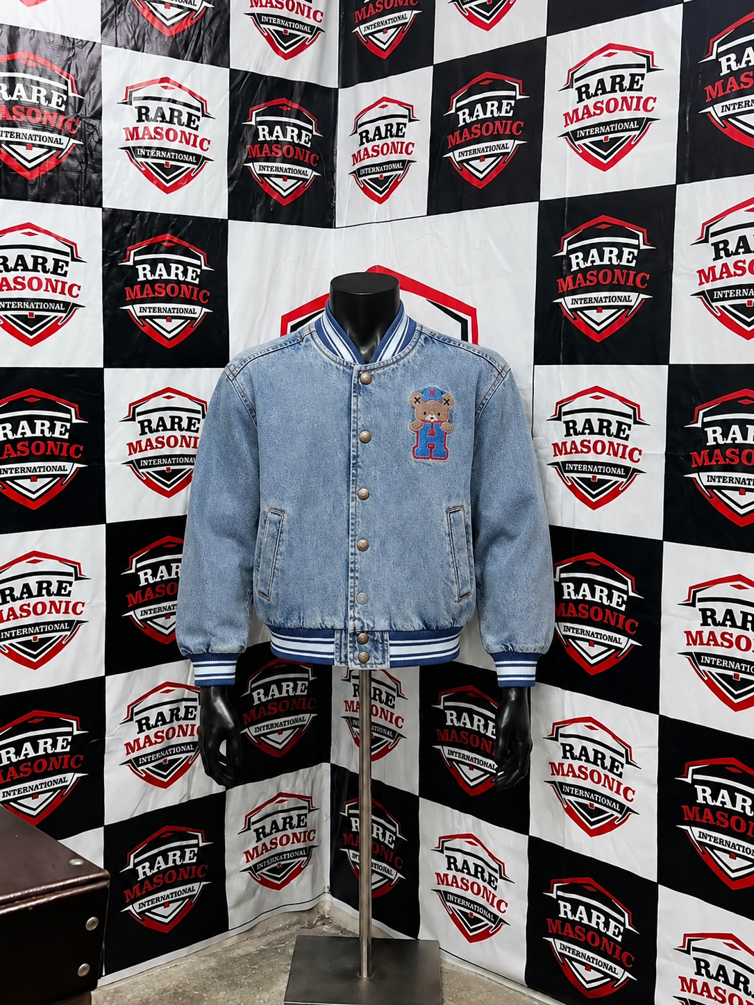 Custom Light Blue Denim Varsity Jacket