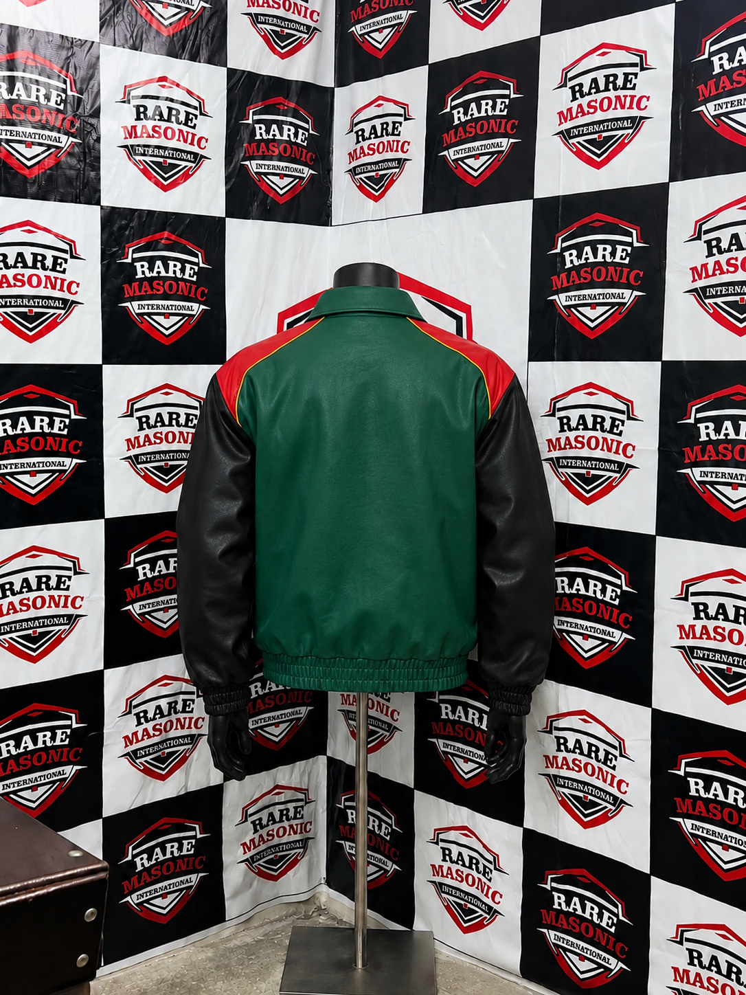 Custom Green & Black Leather Varsity Jacket - Image 2