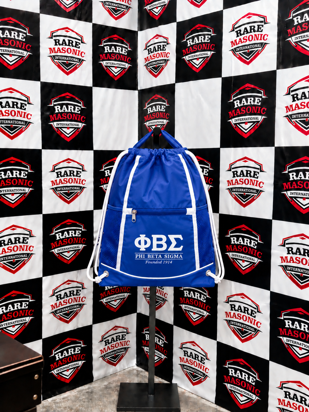 Blue & White Drawstring Bag – Custom Manufactured Cinch Sack