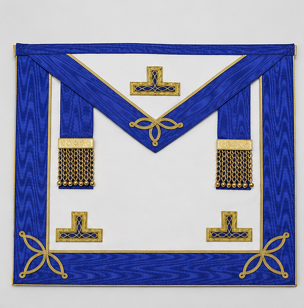Masonic Blue & Gold Regalia Set - Apron & Collar with Tau Cross Emblems - Image 4