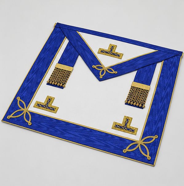 Masonic Blue & Gold Regalia Set - Apron & Collar with Tau Cross Emblems - Image 3