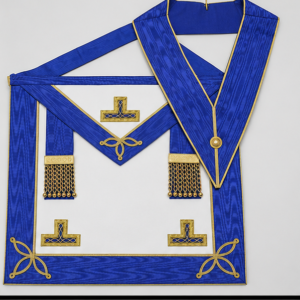 Masonic Blue & Gold Regalia Set - Apron & Collar with Tau Cross Emblems