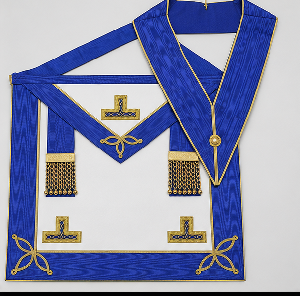 Masonic Blue & Gold Regalia Set - Apron & Collar with Tau Cross Emblems