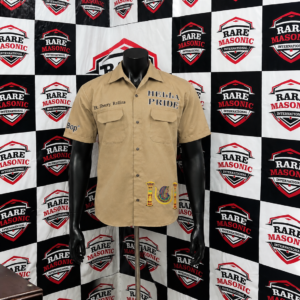 Custom Embroidered Khaki Button-Down Shirt - Personalized Name & Text with Isis Emblem