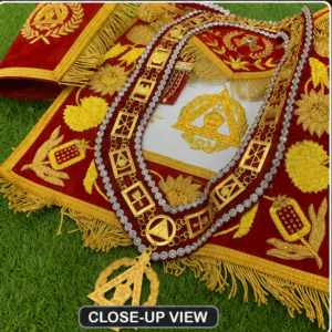 Alternative view of Masonic High Degree Regalia Complete Set - Apron, Collar, Crowns & Gauntlets (Red & Gold)