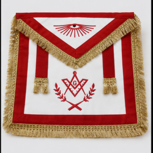 Alternative view of Masonic Regalia 3-Piece Set - Red & Gold Apron, Gauntlets & Collar with Gold Fringe