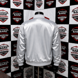 Alternative view of Zeta Phi Beta ΖΦΒ Silver Satin Bomber Jacket - 1920 Crest Emblem