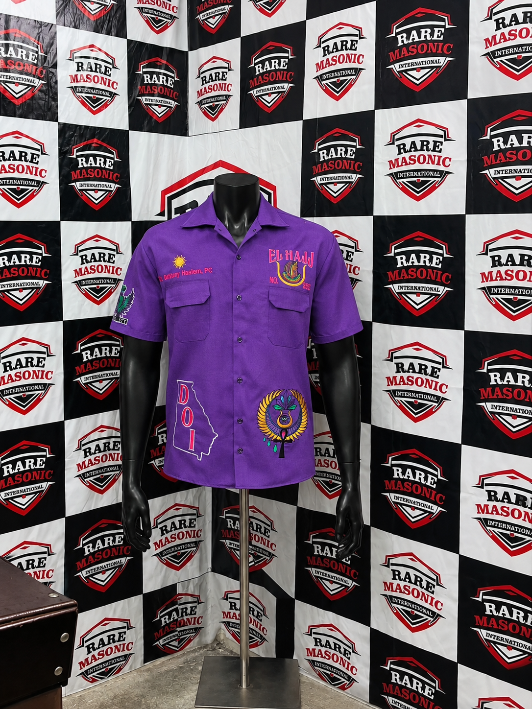 Custom Daughters of Isis (DOI) Purple Button-Down Shirt - Personalized Chapter & Name Embroidery