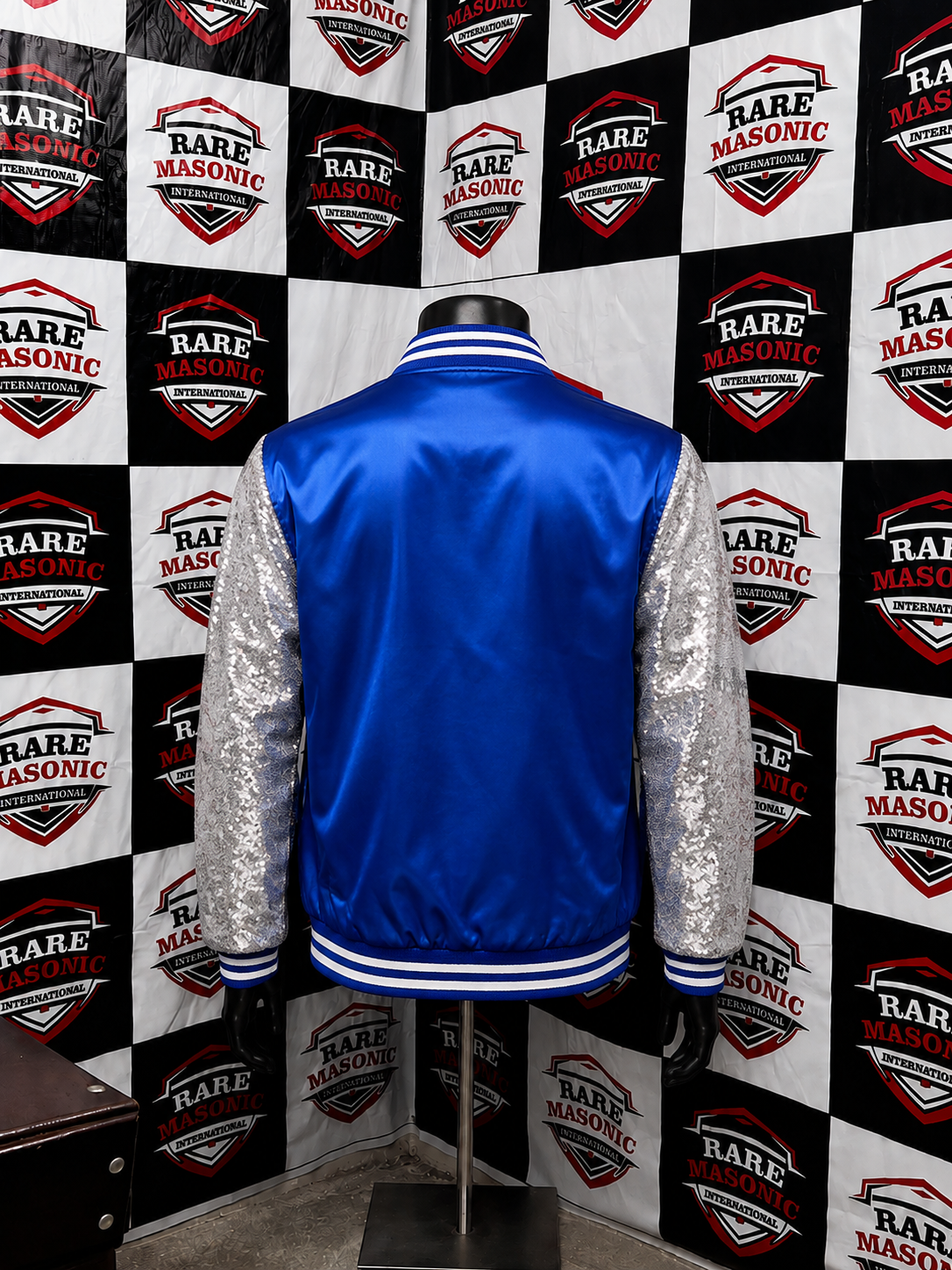 Zeta Phi Beta ΖΦΒ Blue Satin Bomber Jacket - Silver Sequin Sleeves & 1920 Patches - Image 2